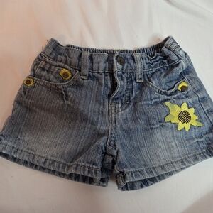 Star Ride Pocket embroidered Sunflower 3T Denim shorts kids